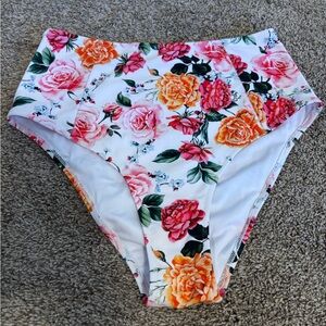 Floral High-Waisted Bikini Bottom CupShe size Medium